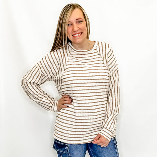Mocha & Cream Striped Long Sleeve Top