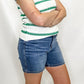 Green Striped Casual Sweater Vest