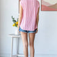 Pink Lightweight Stripe Textured Cap Sleeve Blouse