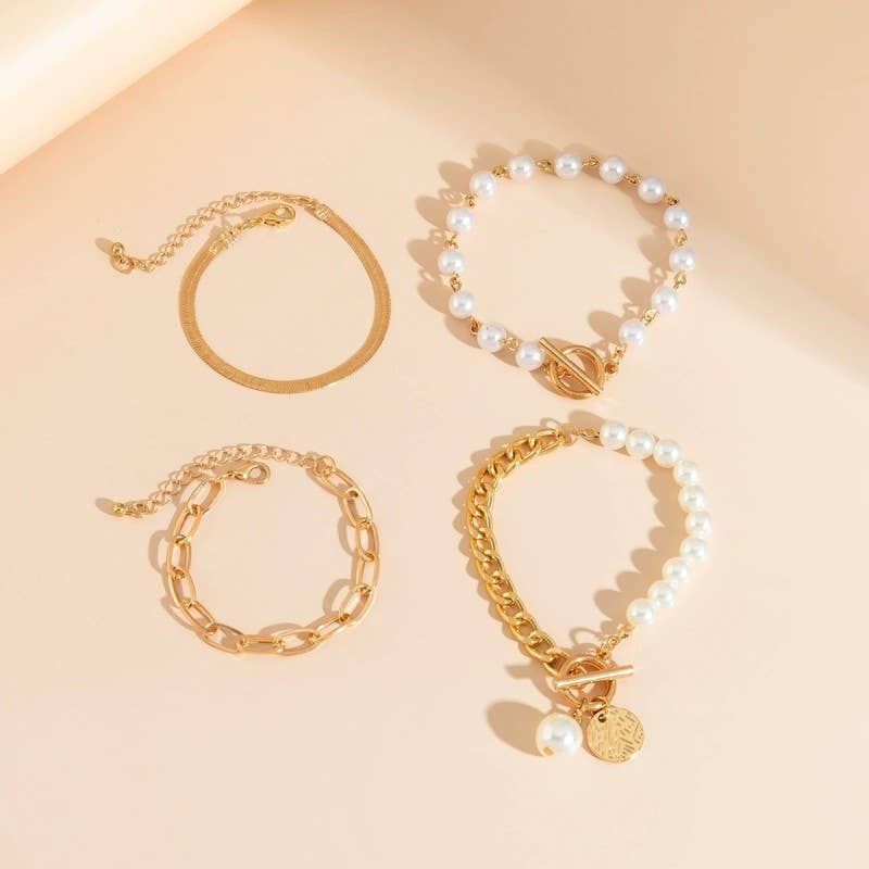 Pearl, Multi-Layer Mix Bracelet Set