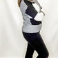 Black, White & Gray Color Block Fitted Sweater