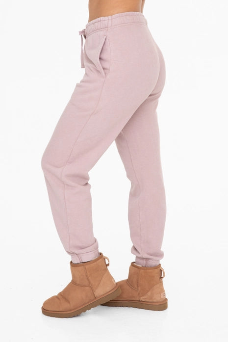 Dusty Pink Mineral-Washed Jacquard Joggers