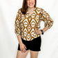 Olive or Brown Tribal Print V-Neck Blouse