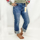 Risen High Rise Straight Cuffed Relaxed Jeans