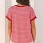 Red & Pink Stripe Knitted Short Sleeve Top