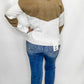 Khaki & Cream V-Neck Sweater