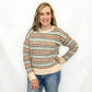 Fall, Multi-Color Textured Stripe Sweater