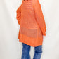 Dusty Orange Mesh Open Front Cardigan