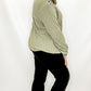 Olive Green & Leopard Print Crochet Textured Top
