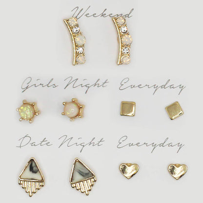AB Multipack Stud Earrings Set with Gift Box - ED10006. Fashion City
