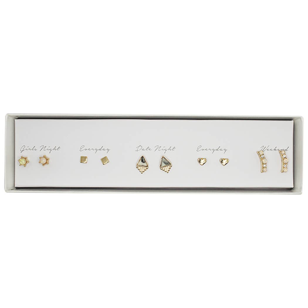 AB Multipack Stud Earrings Set with Gift Box - ED10006. Fashion City