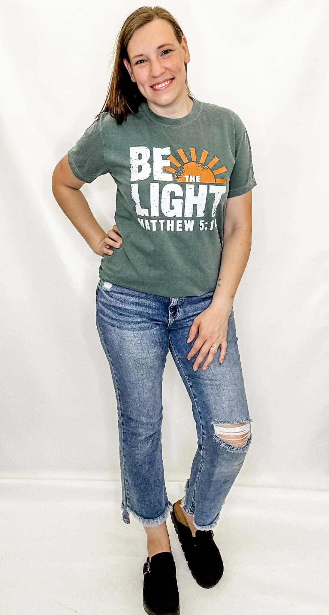 Be the Light Green Graphic Tee in Comfort Colors. Christian tees.