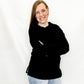 Black Knit Hooded Long Sleeve Top from Heimish