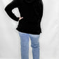 Black Knit Hooded Long Sleeve Top from Heimish