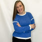 Blue & White Knit Long Sleeve Top