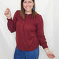 Burgundy Ruffle Smocked Long Sleeve Top