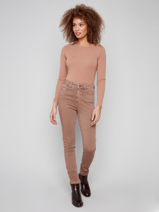 Charlie B Truffle Twill Jeans with Hem Cuff