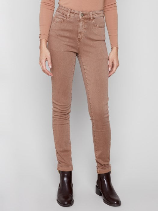 Charlie B Truffle Twill Jeans with Hem Cuff