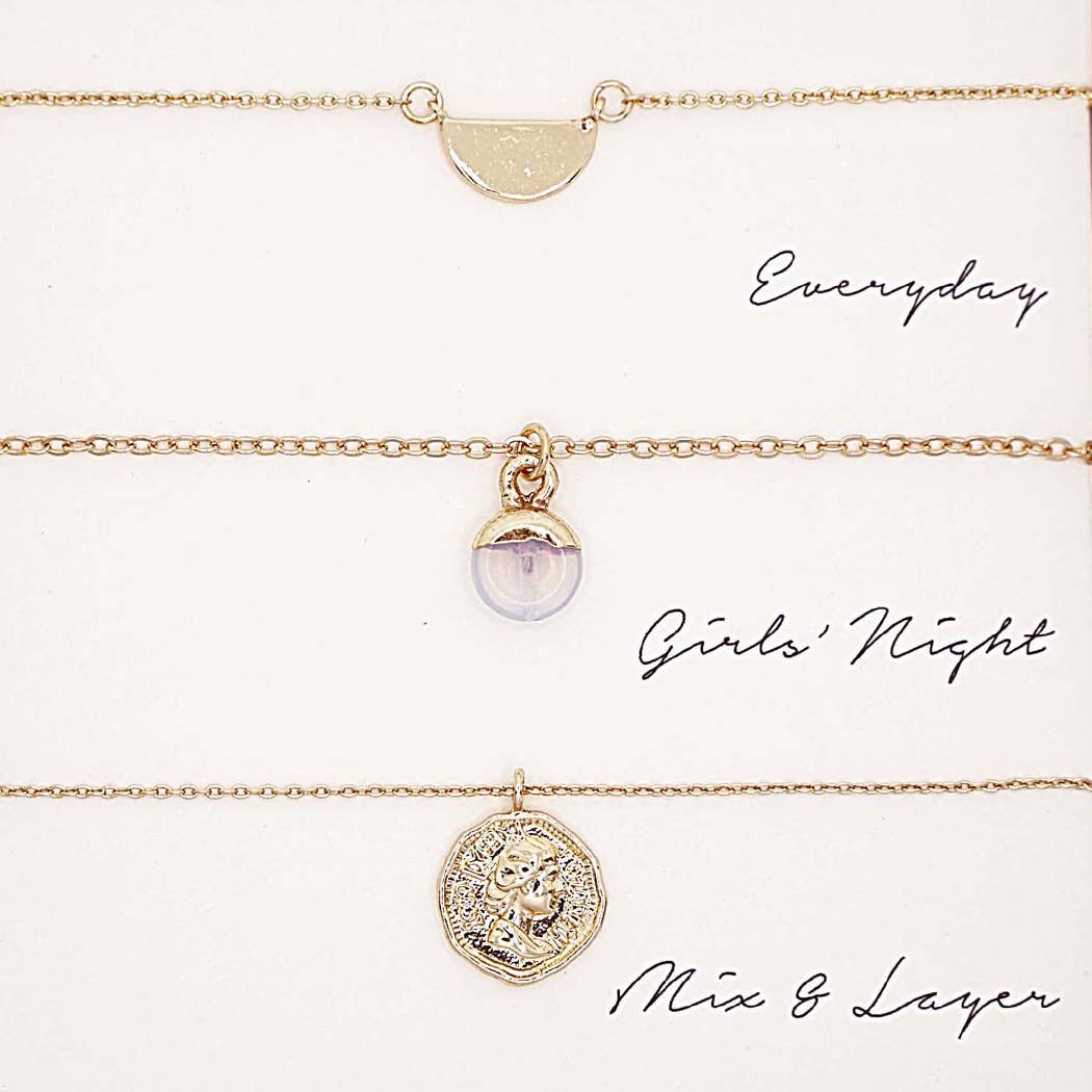 Clear Assorted Layering Pendant Necklace Gift Set - ND10042. Fashion City. Clear