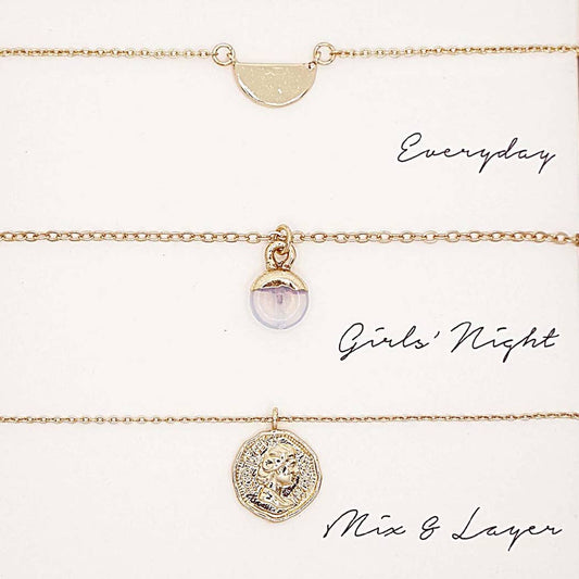 Clear Assorted Layering Pendant Necklace Gift Set - ND10042. Fashion City. Clear