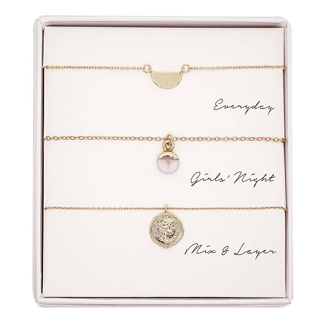 Clear Assorted Layering Pendant Necklace Gift Set - ND10042. Layering
