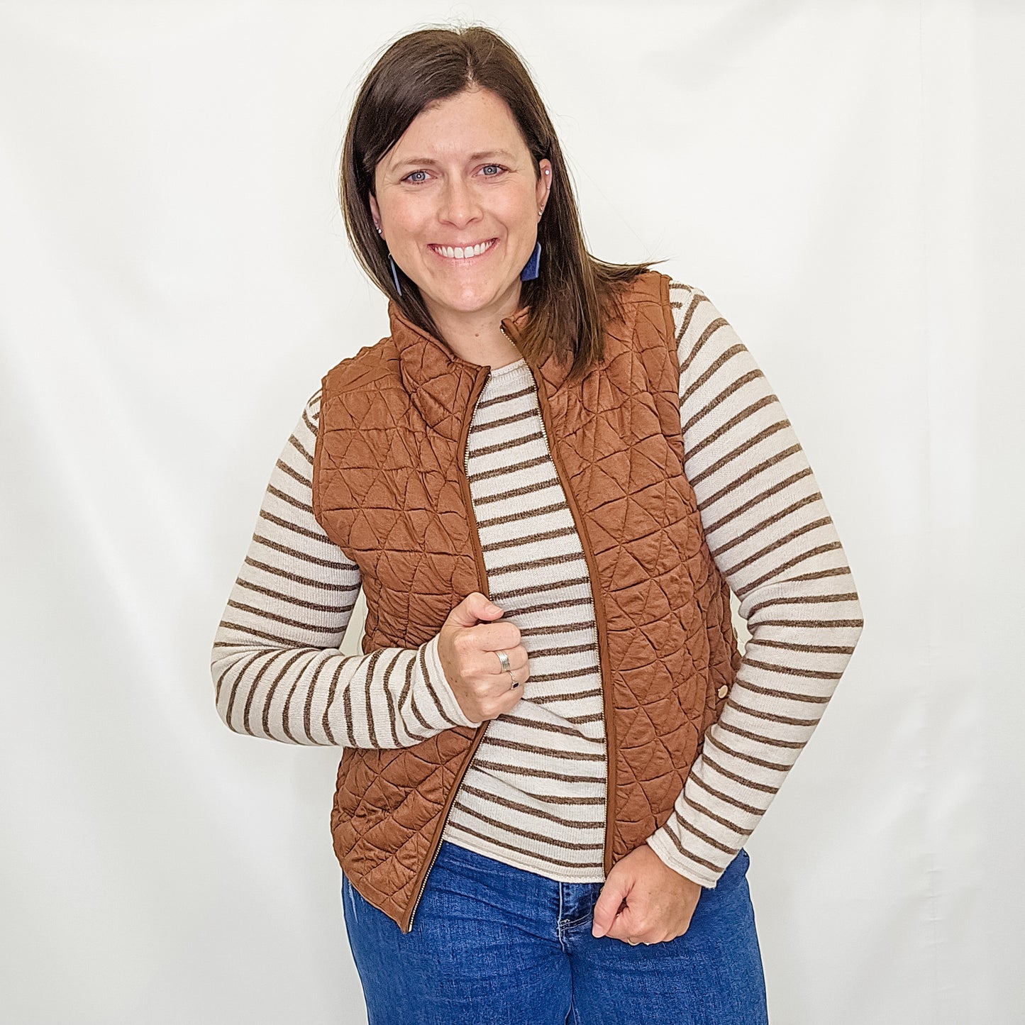 Copper Quilted Knit Padded Vest. Staccato.