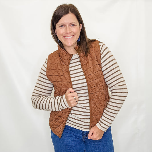 Copper Quilted Knit Padded Vest. Staccato.