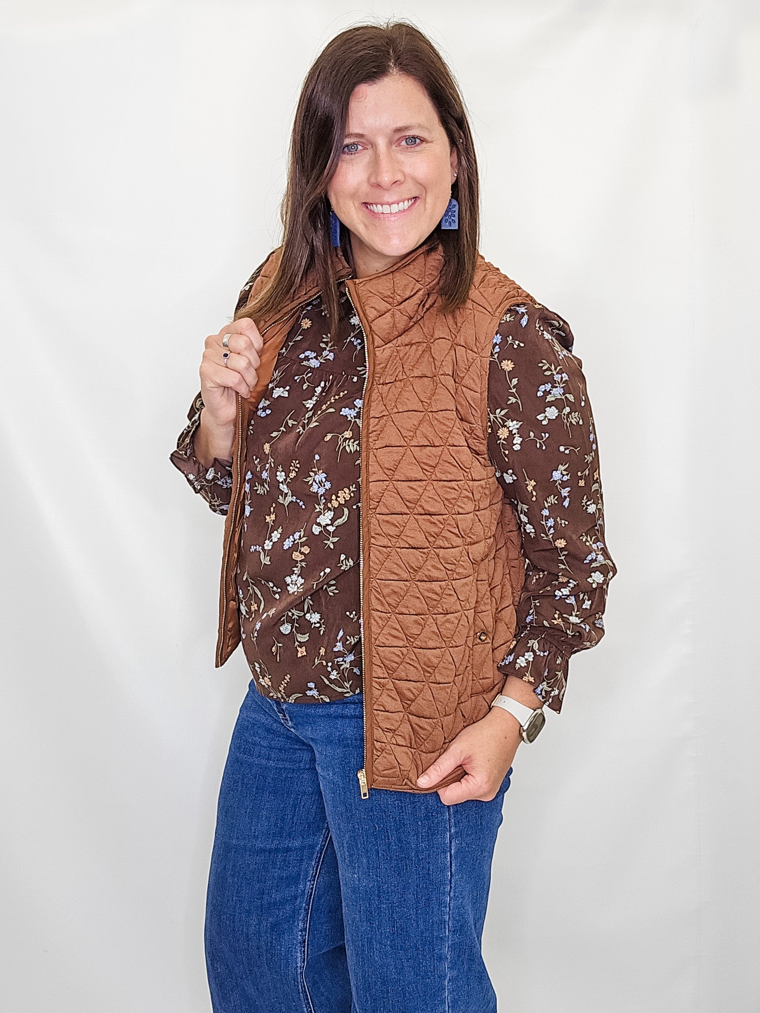 Copper Quilted Knit Padded Vest