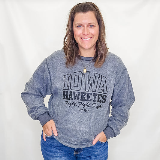 Cyclones or Hawkeyes Inside Out Sweatshirts - Charcoal
