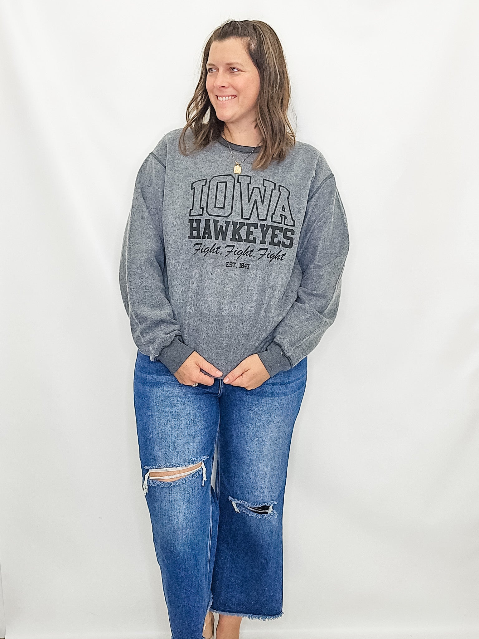 Cyclones or Hawkeyes Inside Out Sweatshirts. Charcoal