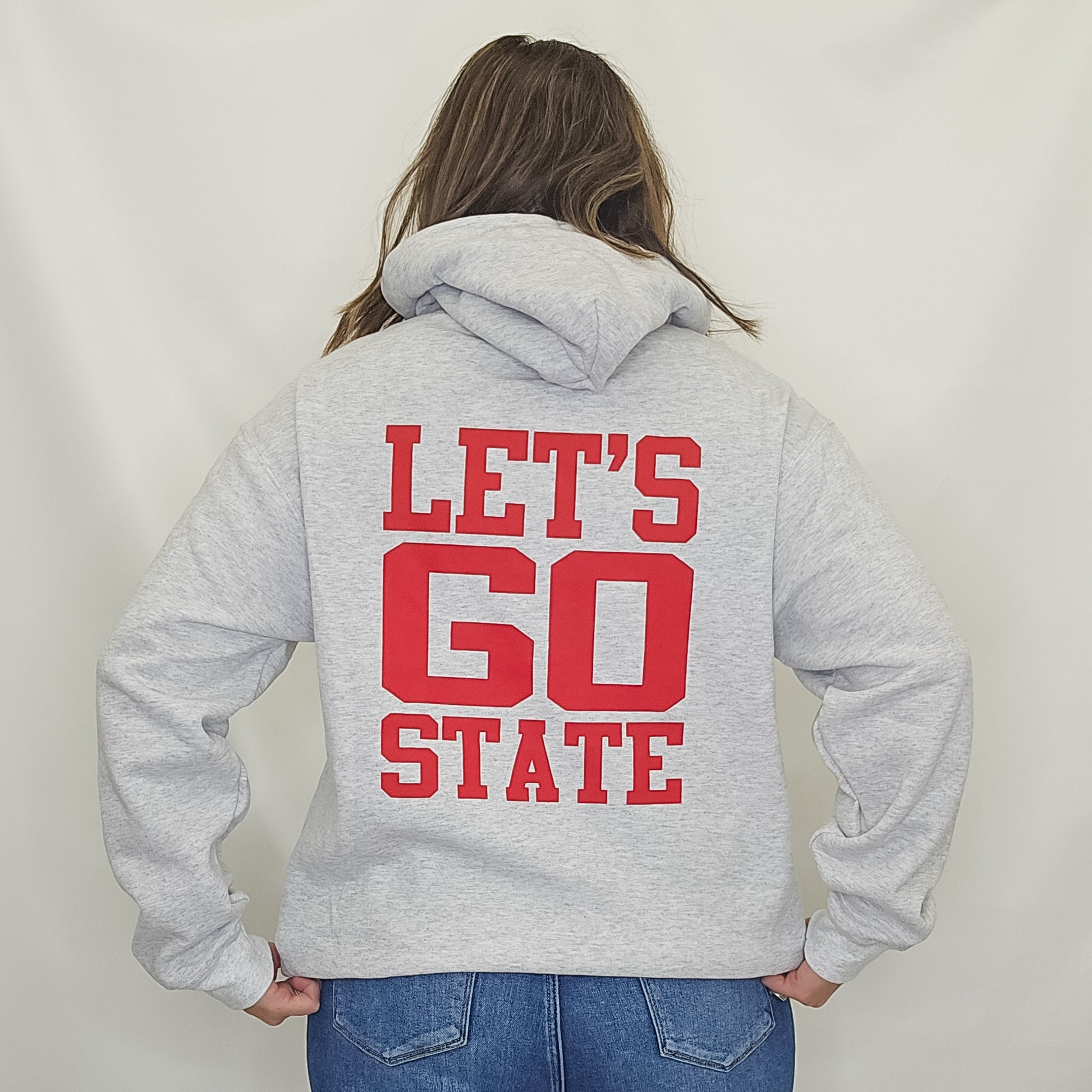 Cyclones or Hawkeyes Let's Go Hoodies. State. Hood. Heather gray.