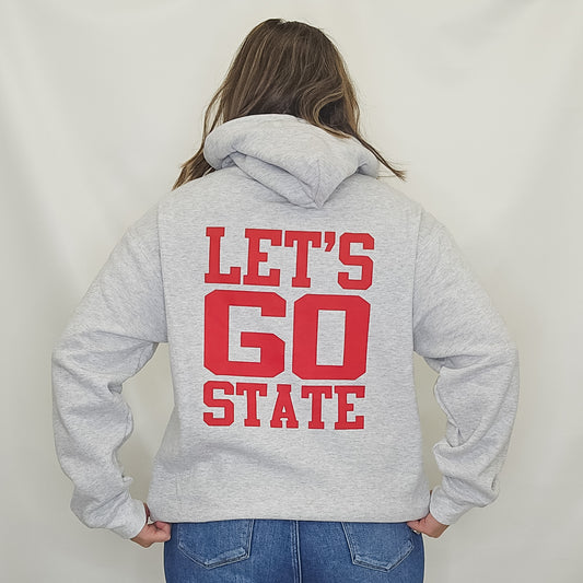Cyclones or Hawkeyes Let's Go Hoodies. State. Hood. Heather gray.