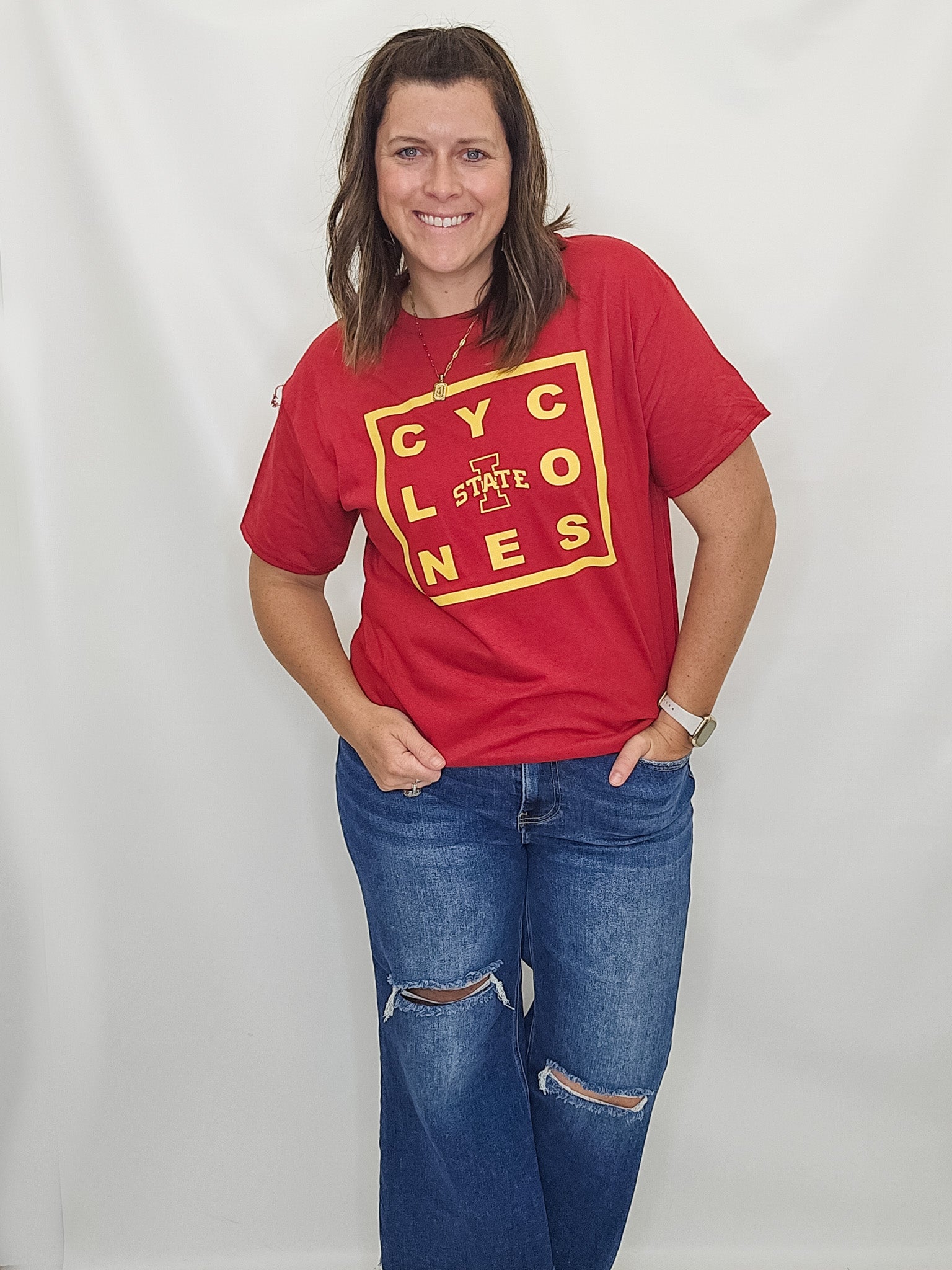 Cyclones or Hawkeyes Mascot Square Graphic Tee. ISU. Iowa State.