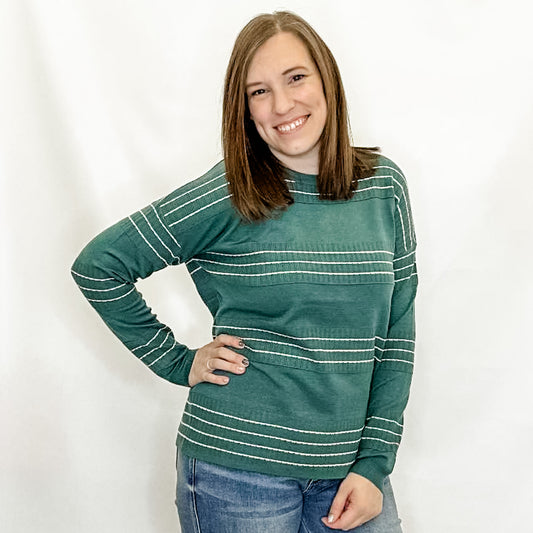 Dark Jade Stritch Striped Sweater 