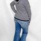 Forest Green Striped Waffle Textured Hooded Sweater