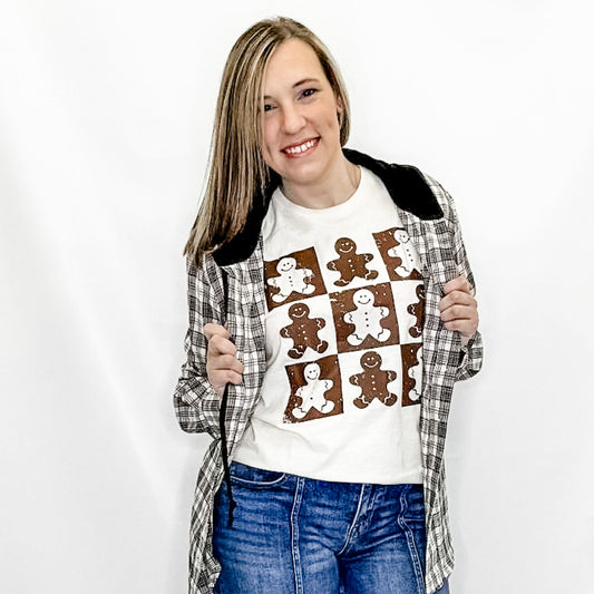 Gingerbread Checkerboard Holiday Graphic Tee
