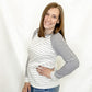 Ivory & Green Striped Long Sleeve Top
