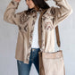 Jen & Co Chloe Teddy Trim Crossbody with Guitar Strap - M1977TED. Taupe. Lifestyle image.
