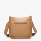 Jen & Co Chloe Teddy Trim Crossbody with Guitar Strap - M1977TED. Taupe. Back View.