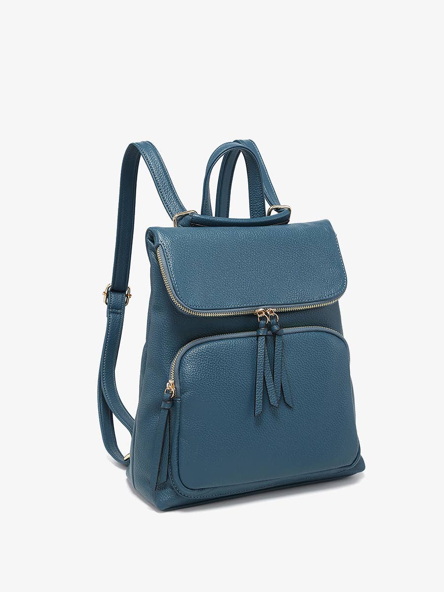 Jen & Co Everlee Convertible Backpack - BP2748. Prussian Blue. Side view.