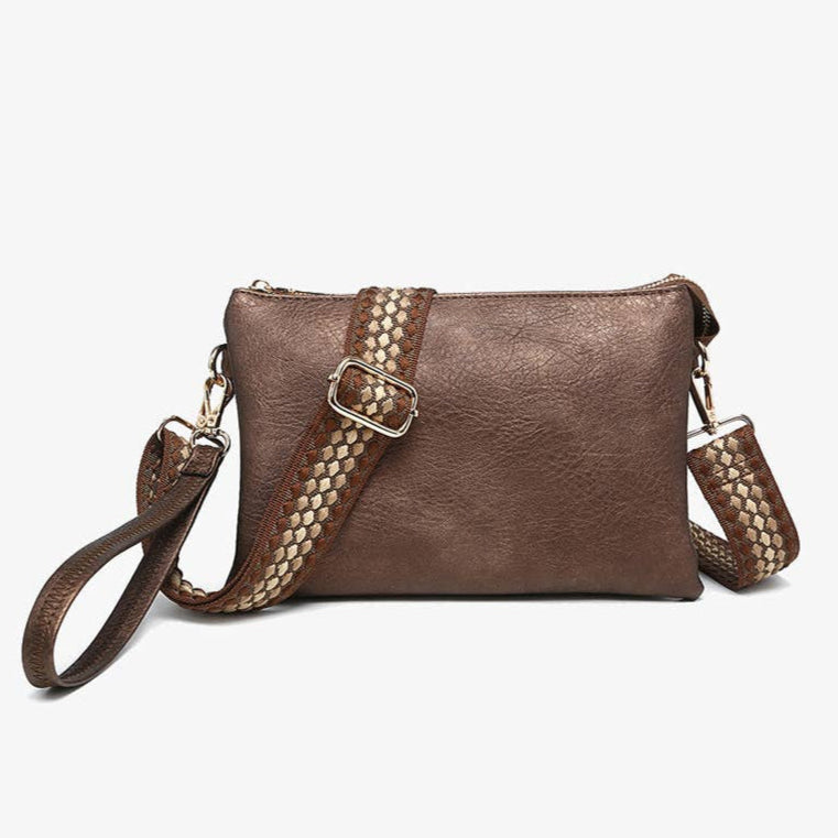 Jen & Co Izzy Crossbody w/ Guitar Strap - M2056. Cocoa Pearl.