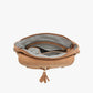 Jen & Co Layla Faux Suede Whipstitch Crossbody w/ Tassel - M2347. Inside view. Pocket view.