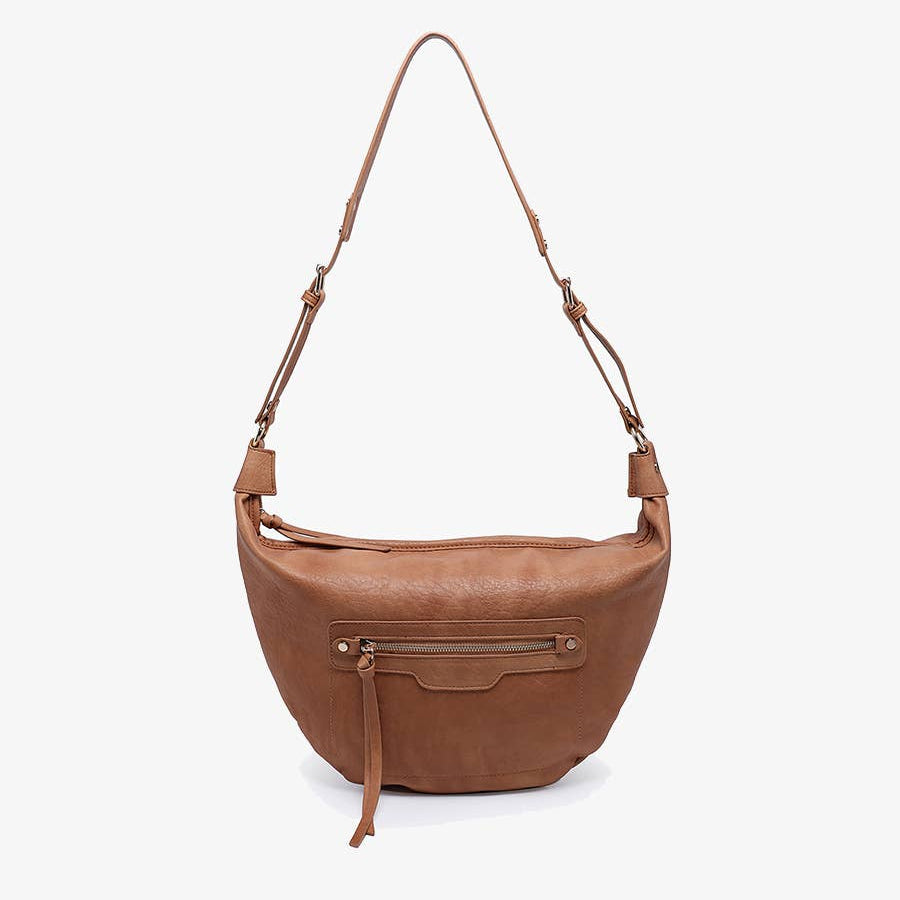Jen & Co Leigh Distressed Hobo Bag - M2742. Caramel. Shoulder bag.