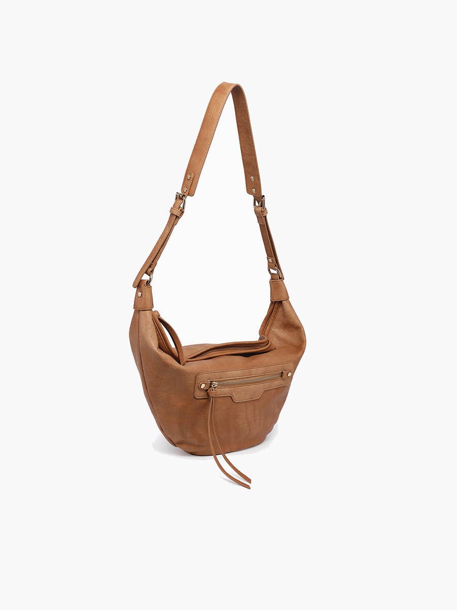 Jen & Co Leigh Distressed Hobo Bag - M2742. Caramel. Shoulder bag.