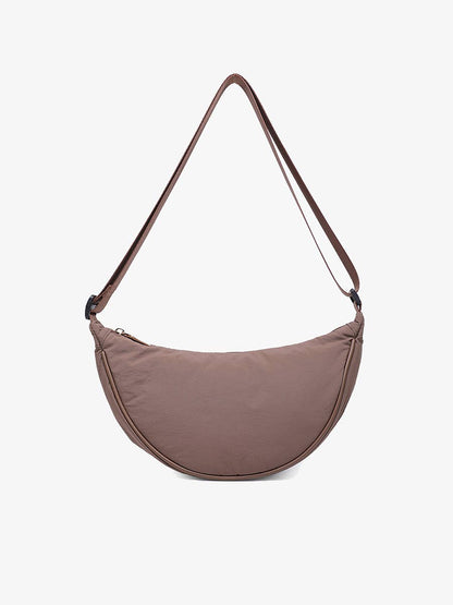 Jen & Co Mason Nylon Sling Bag - M2747. Chocolate. Front View.