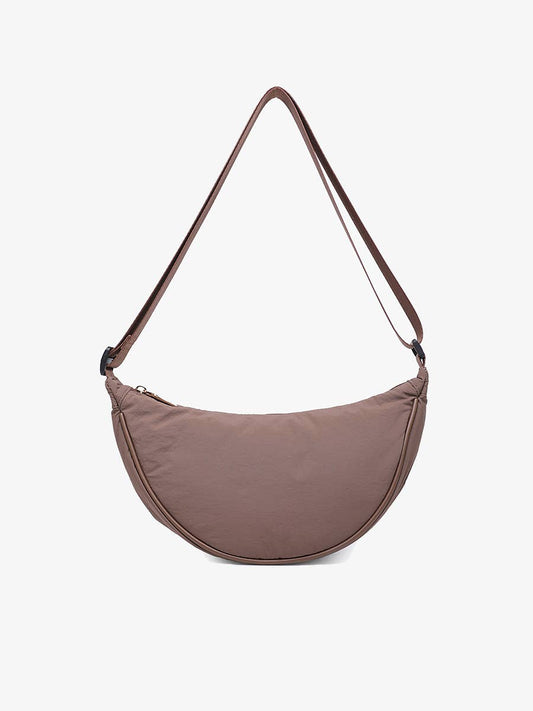 Jen & Co Mason Nylon Sling Bag - M2747. Chocolate. Front View.