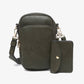 Jen & Co Parker 3 Compartment Crossbody w/ Pouch - M2080. Dark olive. Front view.