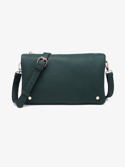 Jen & Co Phiona Studded Flapover Crossbody - M2672. Dark Forest.
