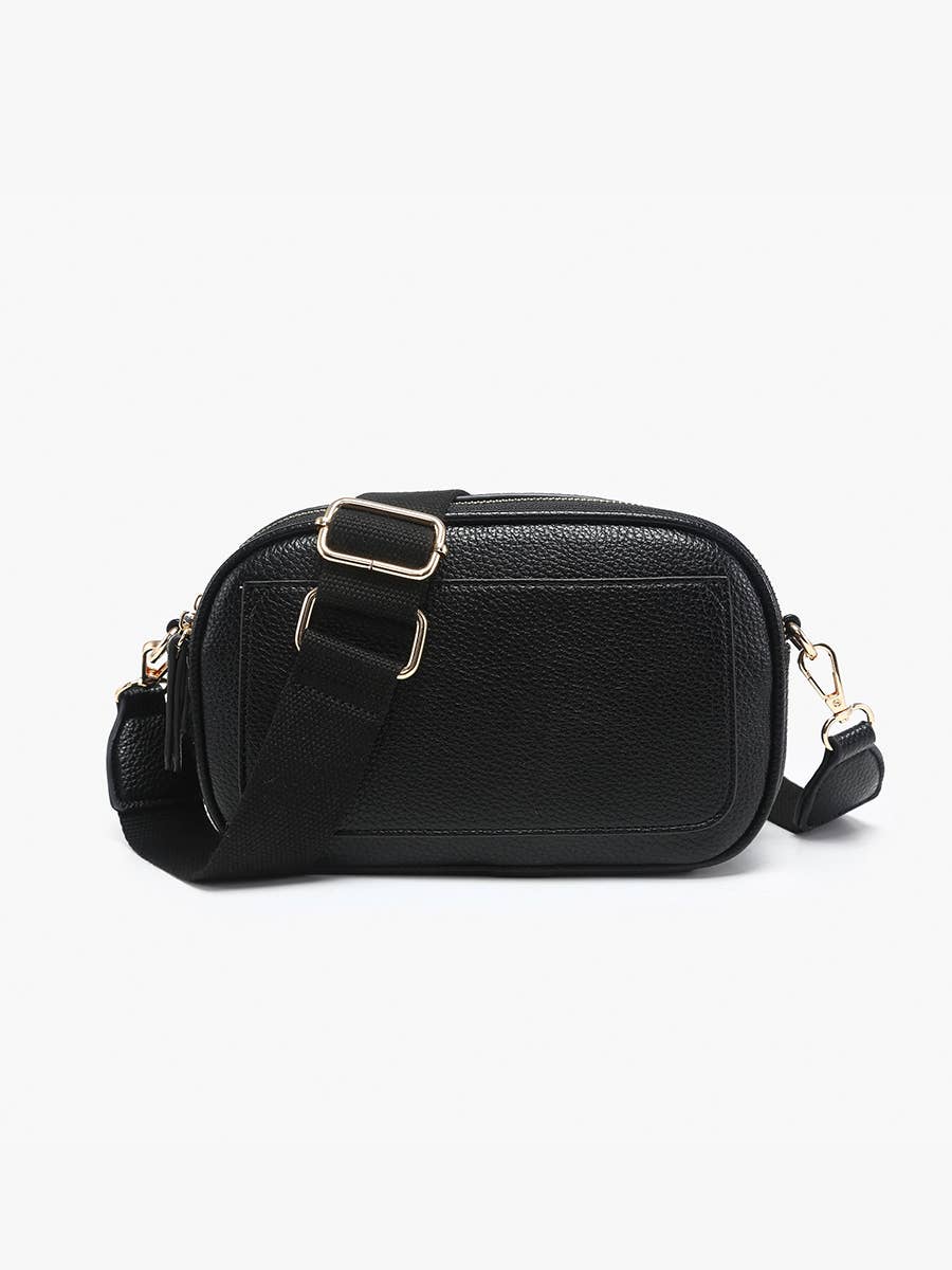 Jen & Co Sky Dual Zip Crossbody w/ Slip Pocket - M2531. Black.
