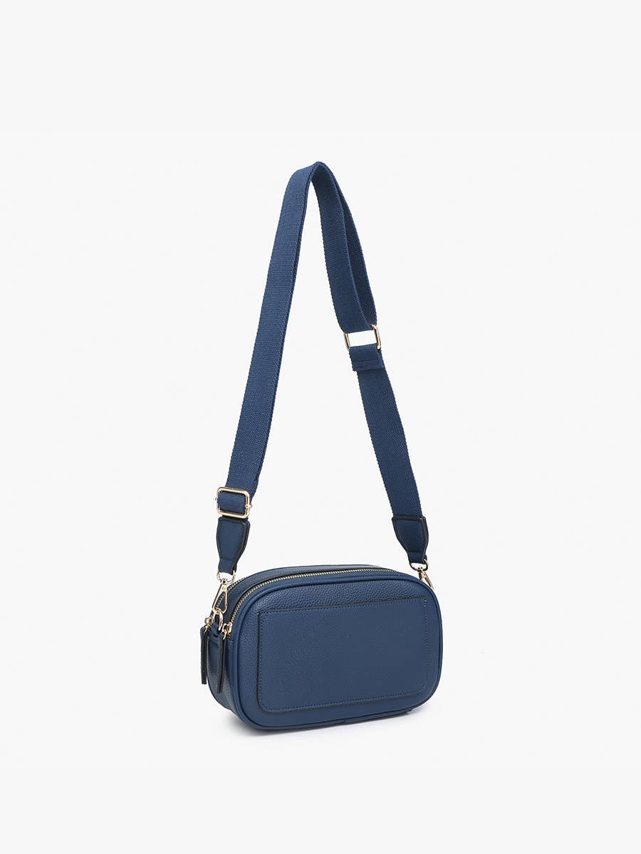 Jen & Co Sky Dual Zip Crossbody w/ Slip Pocket - M2531. Navy. Crossbody strap.